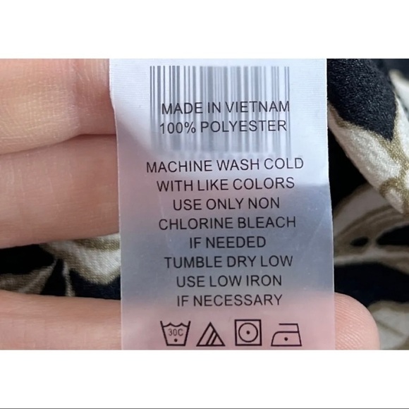 Vince Camuto Womens Sz M Black Floral Tie-Front Peplum Tropical Blouse Top - Picture 8 of 8